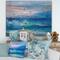 Designart - Blue Waves Breaking At The Beach II - Nautical & Coastal Print on Natural Pine Wood